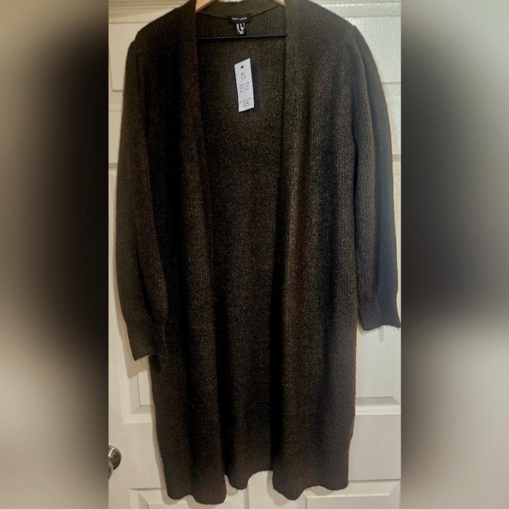 Forest Green Open Cardigan Sweater Size Medium